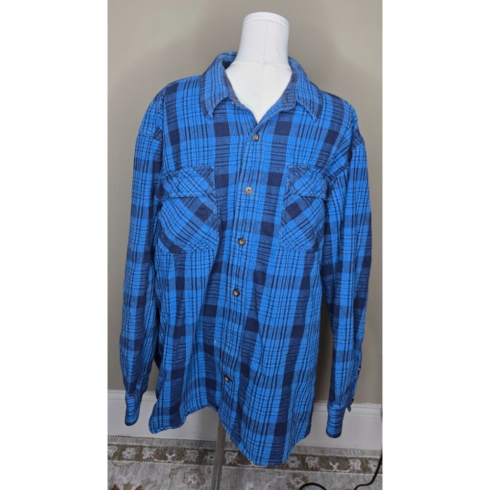 Duluth Trading Company Flannel Shirt Burleyweight Blue XL 100% Cotton